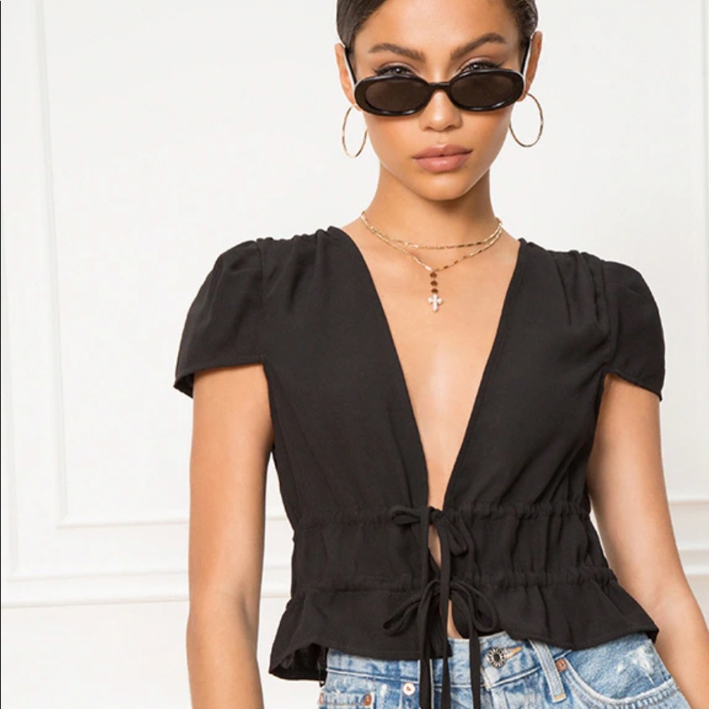 Superdown | Ruffled Drawstring Top - image 1